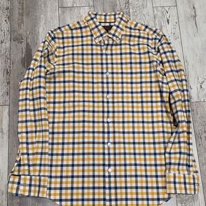 Men's Plaid Button-Down Shirt — Yellow & Navy